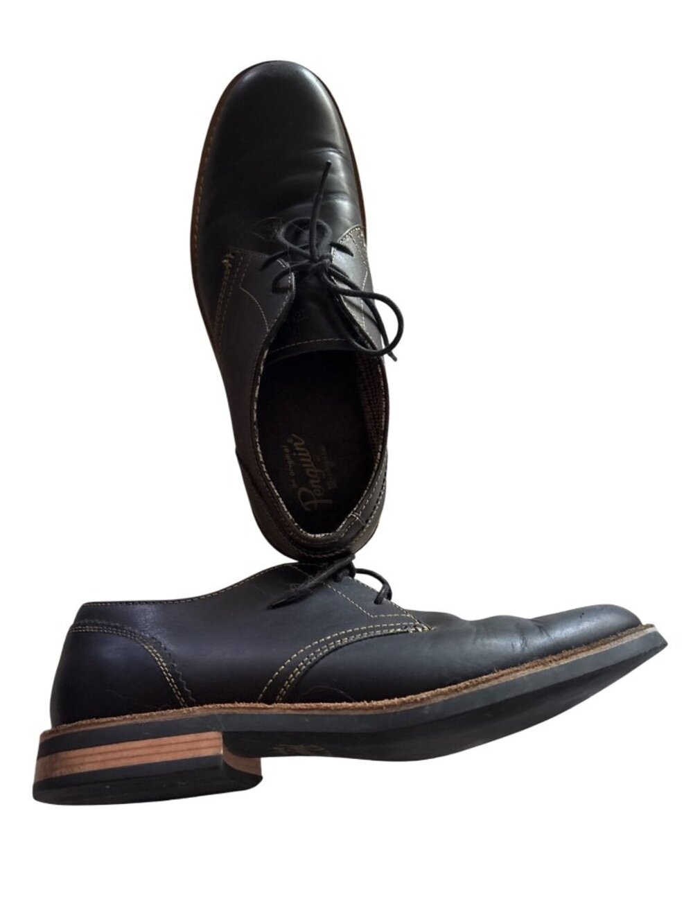 Original Penguin Black Leather Lace-Up Oxford Shoes For Men Size 11